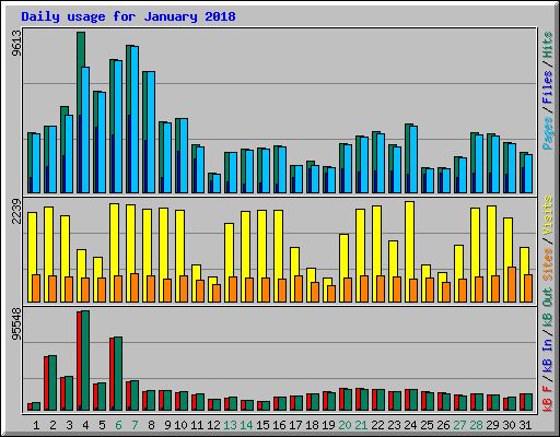 Daily usage for January 2018