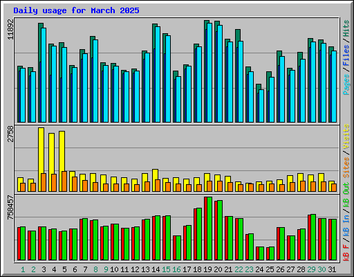 Daily usage for March 2025