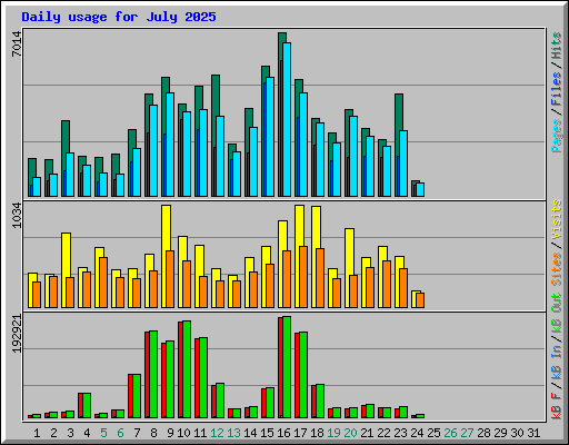 Daily usage for July 2025
